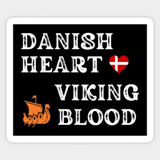 Danish Heart Viking Blood. White text. Gift ideas for historical enthusiasts. Sticker